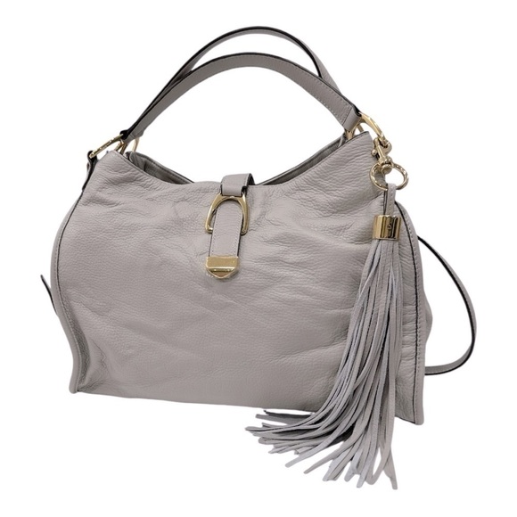 G.I.L.I Light Grey Leather Stirrup Satchel NWOT - Picture 5 of 10